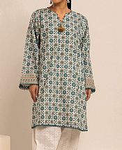 Khaadi White/Teal Khaddar Suit (2 Pcs)- Pakistani Winter Dress