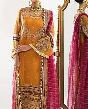 Khas Orange Net Suit- Pakistani Designer Chiffon Suit