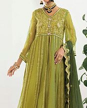 Khas Parrot Green Net Suit- Pakistani Chiffon Dress
