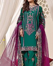 Khas Teal Organza Suit- Pakistani Chiffon Dress