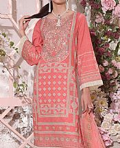 Coral Pink Lawn Suit- Pakistani Designer Lawn Dress