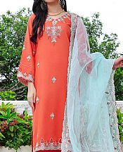 Vermilion Red Cambric Suit- Pakistani Winter Dress