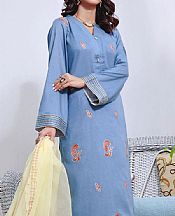 Cornflower Blue Cambric Suit- Pakistani Winter Dress