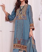 Steel Blue Lawn Suit- Pakistani Designer Lawn Dress