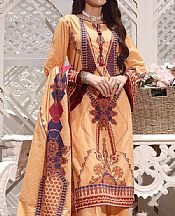 Peach Orange Lawn Suit- Pakistani Designer Lawn Dress