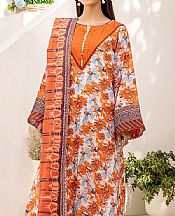 Khas Orange Lawn Suit- Pakistani Lawn Dress