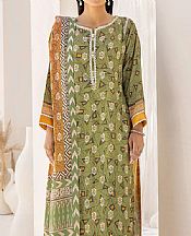 Khas Drab Green Lawn Suit- Pakistani Lawn Dress