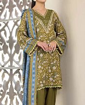 Khas Green Linen Suit- Pakistani Winter Dress