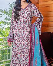 Khas Off White/Blue Lawn Suit (2 pcs)- Pakistani Lawn Dress