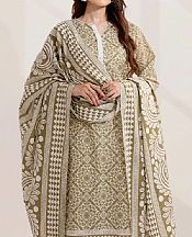Khas Off White/Dark Beige Lawn Suit (2 pcs)- Pakistani Lawn Dress