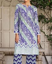 Khas Blue/Green Lawn Suit (2 pcs)- Pakistani Lawn Dress