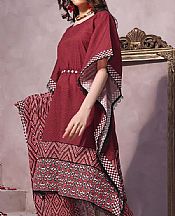 Khas Deep Carmine Khaddar Suit- Pakistani Winter Dress