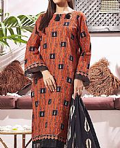 Khas Safety Orange/Black Khaddar Suit- Pakistani Winter Clothing