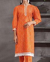 Khas Safety Orange Khaddar Suit (2pcs)- Pakistani Winter Dress
