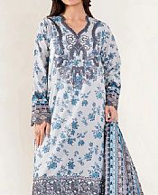 Off White/Blue Lawn Suit
