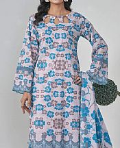 Khas Pale Pink/Blue Lawn Suit (2 pcs)- Pakistani Lawn Dress
