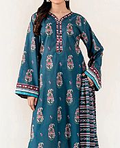 Khas Teal Blue Lawn Suit (2 pcs)- Pakistani Designer Lawn Suits