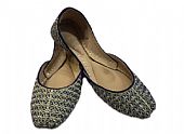 Ladies Khussa- Navy Blue/Golden- Pakistani Khussa Shoes