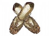 Ladies Khussa- Golden- Khussa Shoes for Women