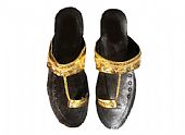 Ladies Slip-on Khussa - Golden- Khussa Shoes for Women
