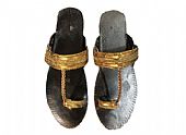 Ladies Slip-on Khussa - Golden- Pakistani Khussa Shoes