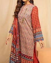 Vermilion Red/Ivory Lawn Suit- Pakistani Designer Lawn Dress