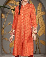 Safety Orange Jacquard Kurti- Pakistani Winter Dress