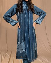 Limelight Teal Blue Silk Suit (2 Pcs)- Pakistani Winter Dress
