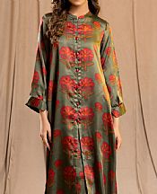 Limelight Reseda Green Silk Suit (2 Pcs)- Pakistani Winter Clothing