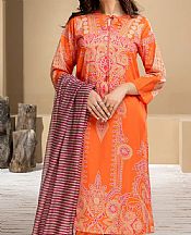 Limelight Safety Orange Cambric Suit- Pakistani Winter Clothing