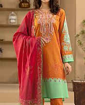 Limelight Safety Orange Cambric Suit- Pakistani Winter Dress