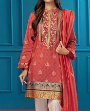 Pastel Red Lawn Suit (2 Pcs)- Pakistani Designer Lawn Dress
