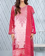 White/Brink Pink Lawn Suit (2 Pcs)- Pakistani Designer Lawn Dress