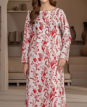 Limelight Off White/Persian Red Khaddar Kurti- Pakistani Winter Clothing