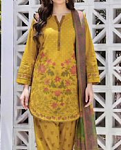 Satin Sheen Gold Lawn Suit