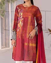 Bright Red Lawn Suit (2 Pcs)- Pakistani Designer Lawn Dress