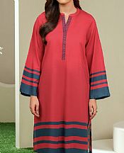Pastel Red/Blue Slub Lawn Kurti