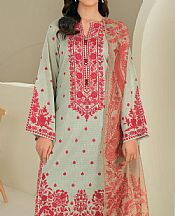 Limelight Green Mist/Faded Red Lawn Suit- Pakistani Designer Lawn Suits