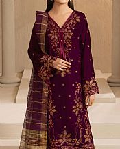 Limelight Plum Velvet Suit- Pakistani Winter Clothing