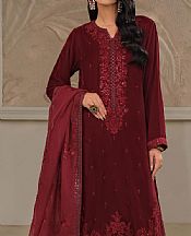 Limelight Wine Red Velvet Suit- Pakistani Winter Dress