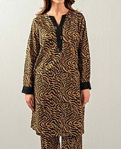 Limelight Black/Orange Khaddar Kurti- Pakistani Winter Dress