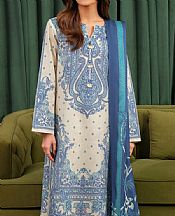 Limelight Ivory/Blue Khaddar Suit (2 pcs)- Pakistani Winter Dress