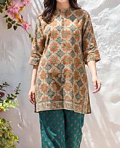 Brown/Turquoise Lawn Suit (2 Pcs)