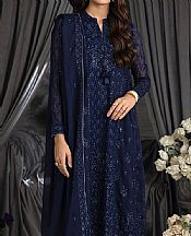 Lsm Navy Blue Chiffon Suit- Pakistani Designer Chiffon Suit