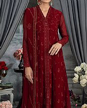 Lsm Wine Red Chiffon Suit- Pakistani Designer Chiffon Suit