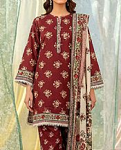 Lsm Falu Red Lawn Suit- Pakistani Designer Lawn Suits