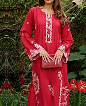 Lsm Red Lawn Suit (2 pcs)- Pakistani Lawn Dress