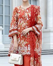 Lsm Orange Lawn Suit- Pakistani Lawn Dress