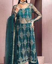 Mahum Asad Real Teal- Pakistani Chiffon Dress