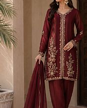 Maroon Tissue Silk Suit